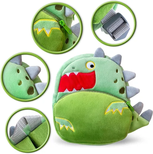 Miniatura 3 de Svitbag Mochila pequeña de dibujos animados de animales pequeños con correas ajustables para niños y niñas, Dinosaurio