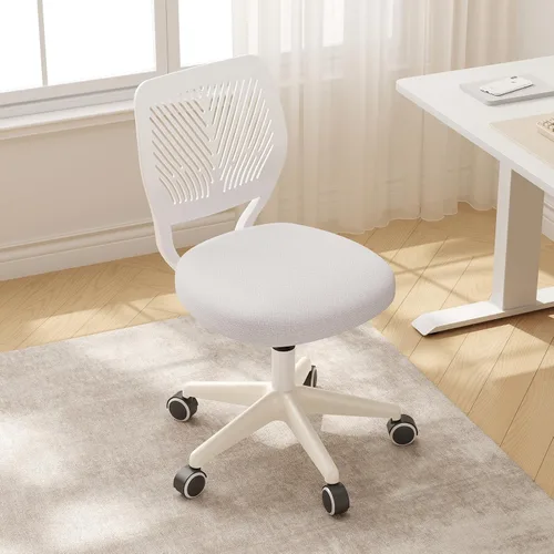 Miniatura 15 de JPBSTO Silla de escritorio sin brazos, silla giratoria de oficina ajustable con cojín acolchado de malla suave, silla ergonómica pequeña