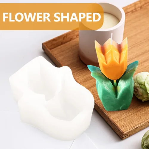 Miniatura 2 de EXCEART Molde de silicona de flores para hacer velas y jabón, seguro, ligero, fácil de usar, molde en forma de flor para velas perfumadas