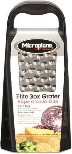 Miniatura 6 de Microplane Elite - Rallador de cinco cuchillas con base de taza medidora, cinco superficies de rejilla incluyendo cinta fina, gruesa, de doble cara