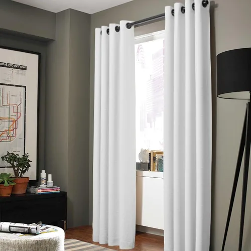 Miniatura 27 de Gorgeous Home - Panel de cortina de ventana de lino K92 de 1 pieza, liso, con ojales de bronce, 3 capas de forro de espuma, 100% térmica