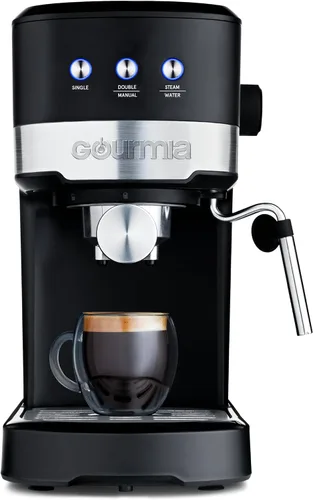 Gourmia Máquina de café expreso de 15 barras con potente varita de espuma con depósito de agua extraíble de 1.2 L, color negro