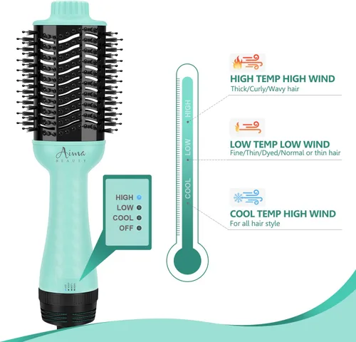 Miniatura 5 de Aima Beauty Cepillo secador de pelo voluminizador de un solo paso, cepillo de aire caliente mejorado 4 en 1 para menos encrespamiento, más brillo
