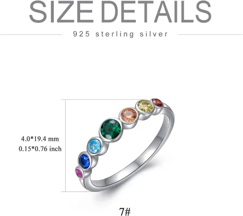 Miniatura 4 de AOBOCO Anillo de chakra para mujer, plata de ley 925, cristales curativos, joyería para niñas, mamá, hija
