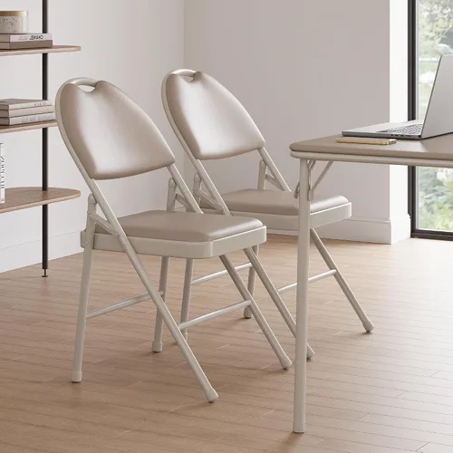 Miniatura 6 de GAOMON Paquete de 4 sillas plegables para tarjetas, cojín acolchado de poliuretano grueso, patas de metal y almohadillas antideslizantes, asiento