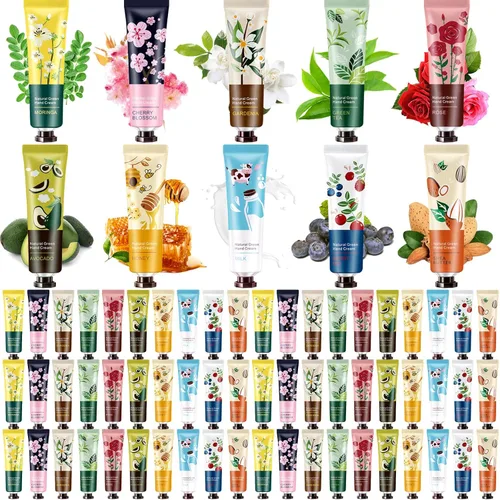 Paquete de 60 regalos de crema de manos para mujeres, regalos para el día de la madre, mini loción a granel para manos secas y agrietadas, mini