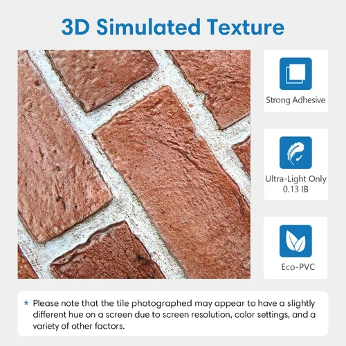 Miniatura 4 de COMSTICKC Panel de pared de ladrillo sintético rojo 3D para despegar y pegar, 10 piezas de 12 x 12 pulgadas, no azulejos reales, tamaño pequeño