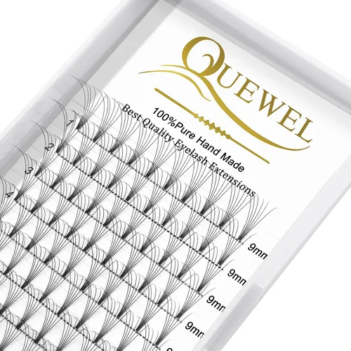 Miniatura 26 de QUEWEL Extensiones de pestañas postizas en abanico 3D 0.004 in D, mezcla de 0.43-0.59 pulgadas, tallo corto 3D 4D 5D 6D 8D 0.07/0.004 in C/D