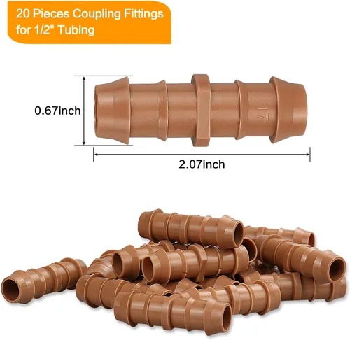 Miniatura 2 de 20 piezas de accesorios de riego por goteo conectores de acoplamiento para tubos de 1/2 pulgada, acopladores de púas por goteo para tubos de riego