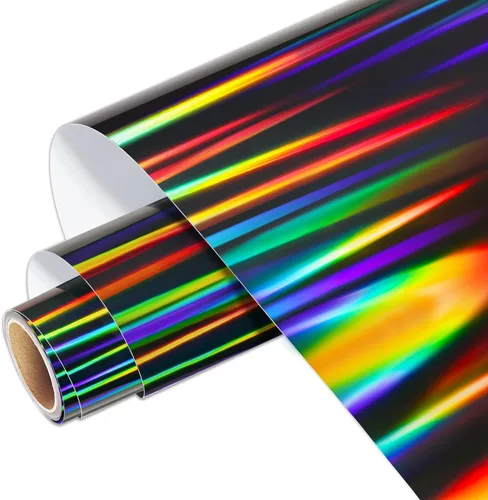 WRAPXPERT Rollo de vinilo holográfico – Vinilo holográfico negro brillante, 12 pulgadas x 5 pies, cromado, sin burbujas para calcomanías de