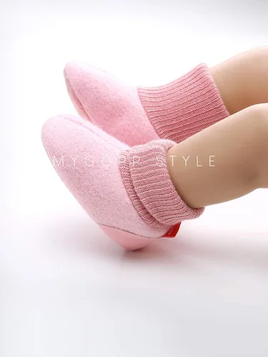 Miniatura 3 de myppgg Botines de forro polar para bebé y niña, para recién nacidos, acogedores, calcetines cálidos de invierno, antideslizantes, suela suave