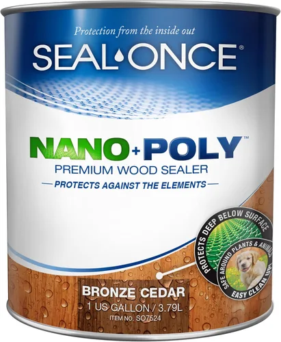 Sellador Seal-Once Nano+Poly de madera penetrante con poliuretano, sellador impermeable de alta calidad, 1 galón, cedro bronce | Sellador