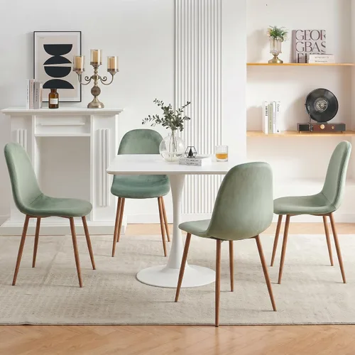 Miniatura 11 de Howtek Juego de mesa de comedor de 5 piezas, mesa de comedor rectangular moderna con 4 sillas de comedor de terciopelo, juego de mesa de cocina que