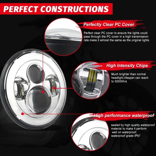 Miniatura 2 de Faro delantero LED de motocicleta de 7 pulgadas compatible con Harley Davidson Street Glide Road King Electra Glide Fat Boy Heritage Softail Deluxe
