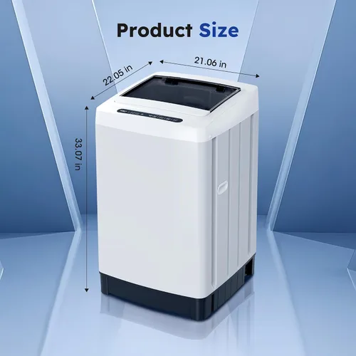Miniatura 9 de Lavadora compacta de carga superior, lavadora completamente automática de 1.5 pies cúbicos con 10 niveles de agua y 8 programas de lavado