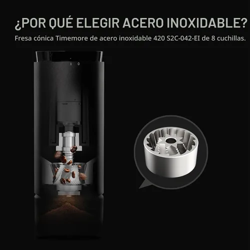 Miniatura 4 de TIMEMORE Molinillo de café de fresas, molinillo eléctrico portátil con cuerpo de metal, 30 ajustes precisos para espresso a prensa francesa, diseño