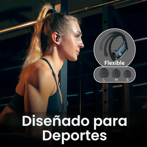 Miniatura 6 de Auriculares inalámbricos bmani, auriculares Bluetooth con 80 horas de reproducción, pantalla LED, funda, gancho para la oreja, con micrófono, sonido