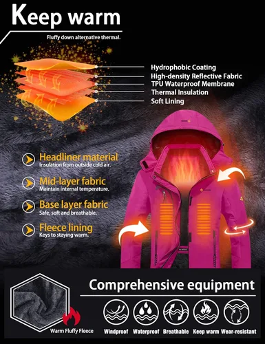 Miniatura 5 de GEMYSE Womens Mountain Waterproof Ski Snow Jacket Winter Windproof Rain Jacket