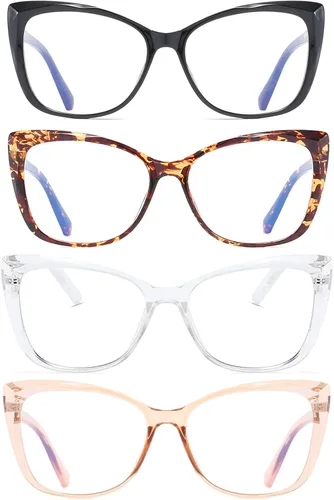 Miniatura 2 de Paquete de 4 lentes de lectura de ojo de gato de gran tamaño para mujer, ligeros marcos grandes, lectores de moda +2.00 Paquete de 4