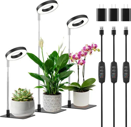 Miniatura 9 de Luz blanca de cultivo de 3.54 pulgadas, luces de espectro completo para plantas para cultivo en interiores con temporizador de 3/9/12H, 3 modos