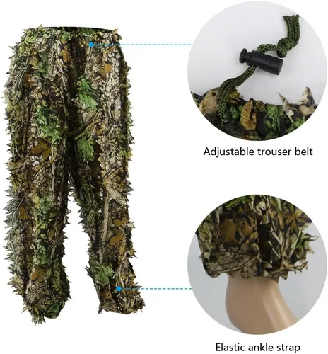 Miniatura 7 de Zicac Outdoor – Traje de camuflaje Ghillie 3D con hojas para caza al aire libre – Ropa de camuflaje para la jungla y bosque