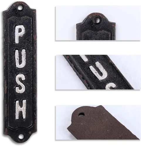 Miniatura 2 de NIKKY HOME Placa de metal de hierro fundido para puerta, letreros verticales para tiendas, hogar, cafeterías, tiendas, negocios, oficina, granja