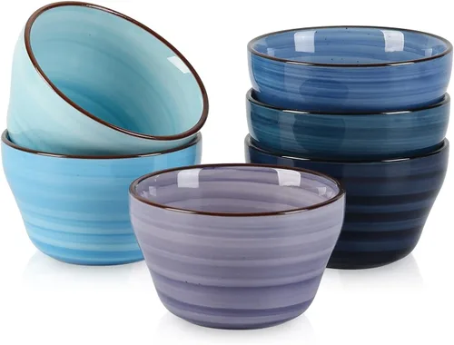 Miniatura 8 de Selamica Vasos de cerámica para caldo de 8 onzas, cuencos pequeños de 4 pulgadas, cuencos de postre para salsa de sopa, tazas de café, aptas