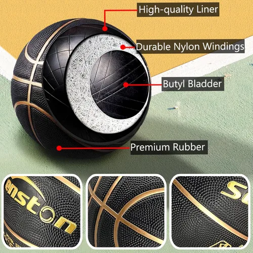 Miniatura 2 de Senston 27.5"/29.5" Balón de baloncesto para exteriores, excelente elasticidad/adherencia, de goma, con bomba, duradero, tamaño 5/7, para hombres