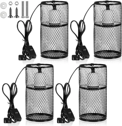 Miniatura 10 de VIHOSE Protector de lámpara de calor para reptiles con emisor de calor de cerámica de 150 W, soporte de lámpara de calefacción antiquemaduras, jaula