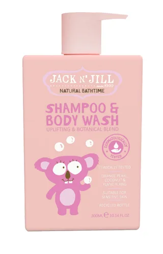 Jack N' Jill Natural Bathtime - Champú y gel de baño para niños y bebés, adecuado para pieles sensibles, dermatológicamente probado, sin color y