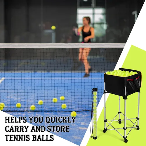 Miniatura 6 de Deekin Carrito de pelota portátil y recogida de pelotas de tenis, cesta de tenis con ruedas con bolsa de almacenamiento, recogedor de pelota