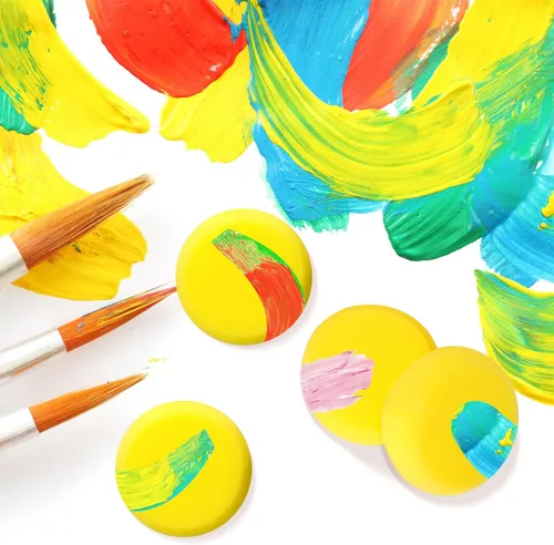 Miniatura 5 de Zhehao 100 esponjas redondas de pintura de 3 pulgadas, color amarillo, sintéticas, para pintar, manualidades, cerámica, cerámica, acuarela, uso