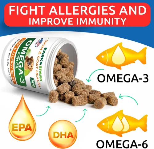 Miniatura 3 de BARK&SPARK Omega 3 para perros - 180 golosinas de aceite de pescado para la muda de pelo de perro, alergia cutánea, alivio de la picazón