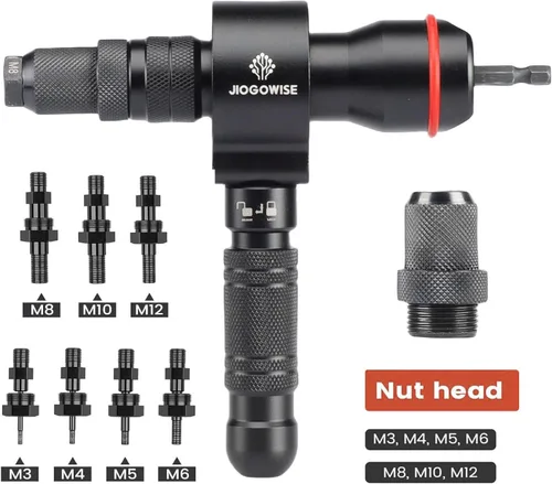 Miniatura 8 de Adaptador de pistola de remache inalámbrico y adaptador de tuerca de remache 2 en 1, kit de accesorios para herramientas de taladro eléctrico