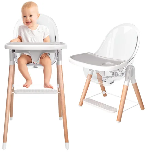Miniatura 10 de Silla alta de madera de lujo 6 en 1 para bebés y niños pequeños, moderna, segura y compacta, fácil de limpiar y montar, bandeja extraíble, 6 Azul