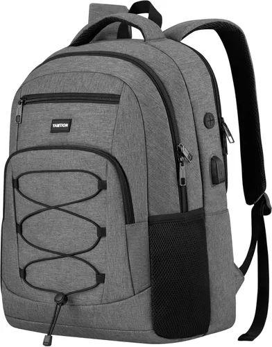 Miniatura 11 de YAMTION Mochila escolar para hombres y mujeres, mochila universitaria para adolescentes, mochila para computadora portátil, mochila escolar con Negro