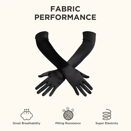Miniatura 4 de BABEYOND Long Opera Party 20s - Guantes de satén elásticos para adultos, talla codo