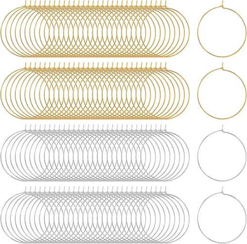 Miniatura 12 de OIIKI 280 aros de cuentas para aretes, 4 tamaños chapados en oro/plata, aros abiertos, anillos de metal para aretes, accesorios decorativos