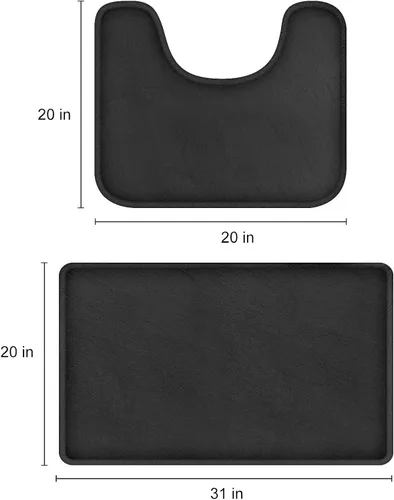 Miniatura 3 de FEELSO Juego de 2 tapetes de baño de espuma viscoelástica, extra suaves, antideslizantes y absorbentes, 20 x 31 pulgadas, tapete de contorno