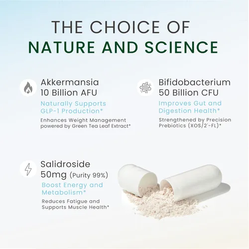 Miniatura 5 de 60 mil millones de Akkermansia Muciniphila con salidrosida, rodiola, bifidobacteria, apoya la producción de GLP-1 de forma natural, liberación