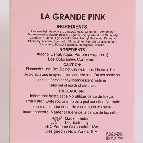 Miniatura 6 de LA GRANDE PINK - Perfume en aerosol para mujer, aroma floral de vainilla dulce y frutal, 3.4 onzas líquidas