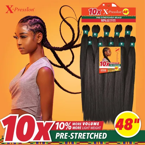 Miniatura 2 de Sensationnel X-pression - Cabello trenzado preestirado – 10 trenzas de 48 pulgadas, todo kanekalon, trenzas sintéticas ignífugas para trenzas en 2