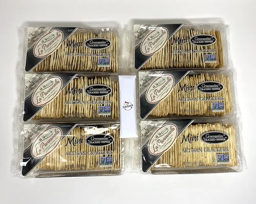Miniatura 2 de La Panzanella Artisan Crackers Mini Croccantini Pan plano gourmet de pimienta agrietada con kit Kokobunch de 6 onzas (paquete de 6)