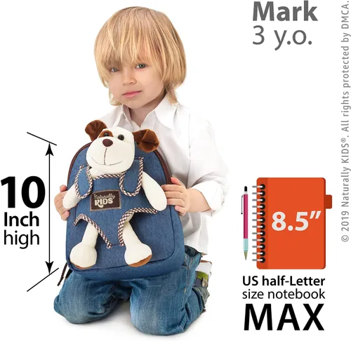 Miniatura 3 de Naturally KIDS Mochila pequeña con juguete de peluche de perro de peluche Mochila para niños pequeños para niños Juguetes para niños de 3 años