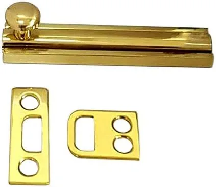 Miniatura 38 de QCAA Perno de superficie de latón macizo, 4 ", latón antiguo cepillado, paquete de 2, fabricado en Taiwán Latón cepillado envejecido.
