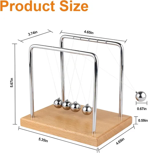 Miniatura 3 de Newtons Cuna de Equilibrio, Fascinante Accesorio de Física con 5 Perlas para el Hogar y la Oficina