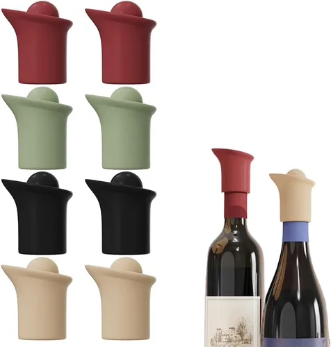 Miniatura 8 de Tapón de vino de silicona para botellas de vino, nuevo sellador de botellas de vidrio reutilizable 2026, tapones de vino y corcho para mantener