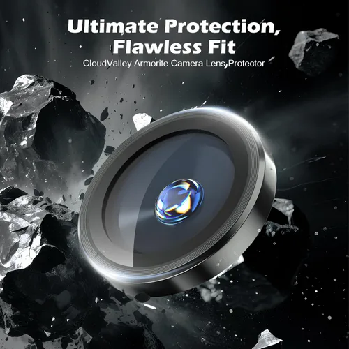 Miniatura 2 de CloudValley Protector de lente de cámara para iPhone 17 Pro/iPhone 17 Pro Max, [Instalación en 1 segundo] Cubierta de vidrio templado Ultra-HD, Negro