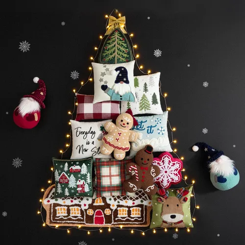 Miniatura 6 de Phantoscope - Funda de almohada de Navidad de la serie Gingerbread, almohada decorativa de Navidad con forma de chica de jengibre de peluche