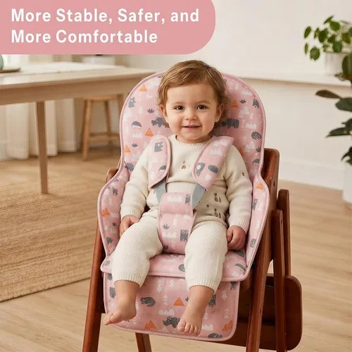 Miniatura 2 de Almohadón para Silla Alta, Cojín para Silla Alta, Cojín para Asiento Transpirable, Patrón Bonito, Diseño Cómodo de Cinturón de Seguridad, Suave